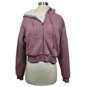 Aeropostale Pink Faux Fur Lined Zip Up Hoodie Jacket Women’s Size Medium